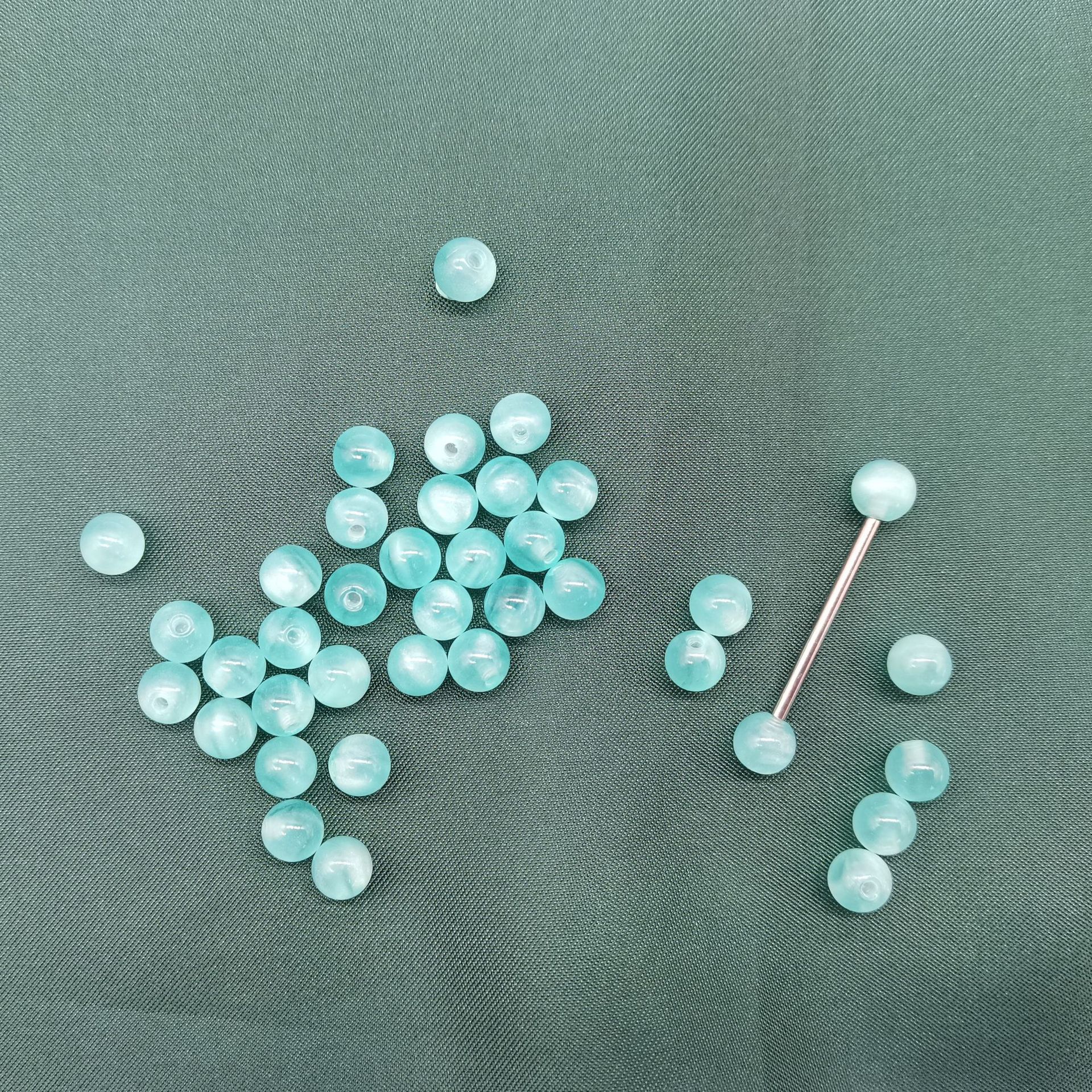 G23 Titanium Tongue Nail with Cat's Eye Stone Effect Acrylic Ball Barbell - Tongue Piercing Jewelry - Image 4