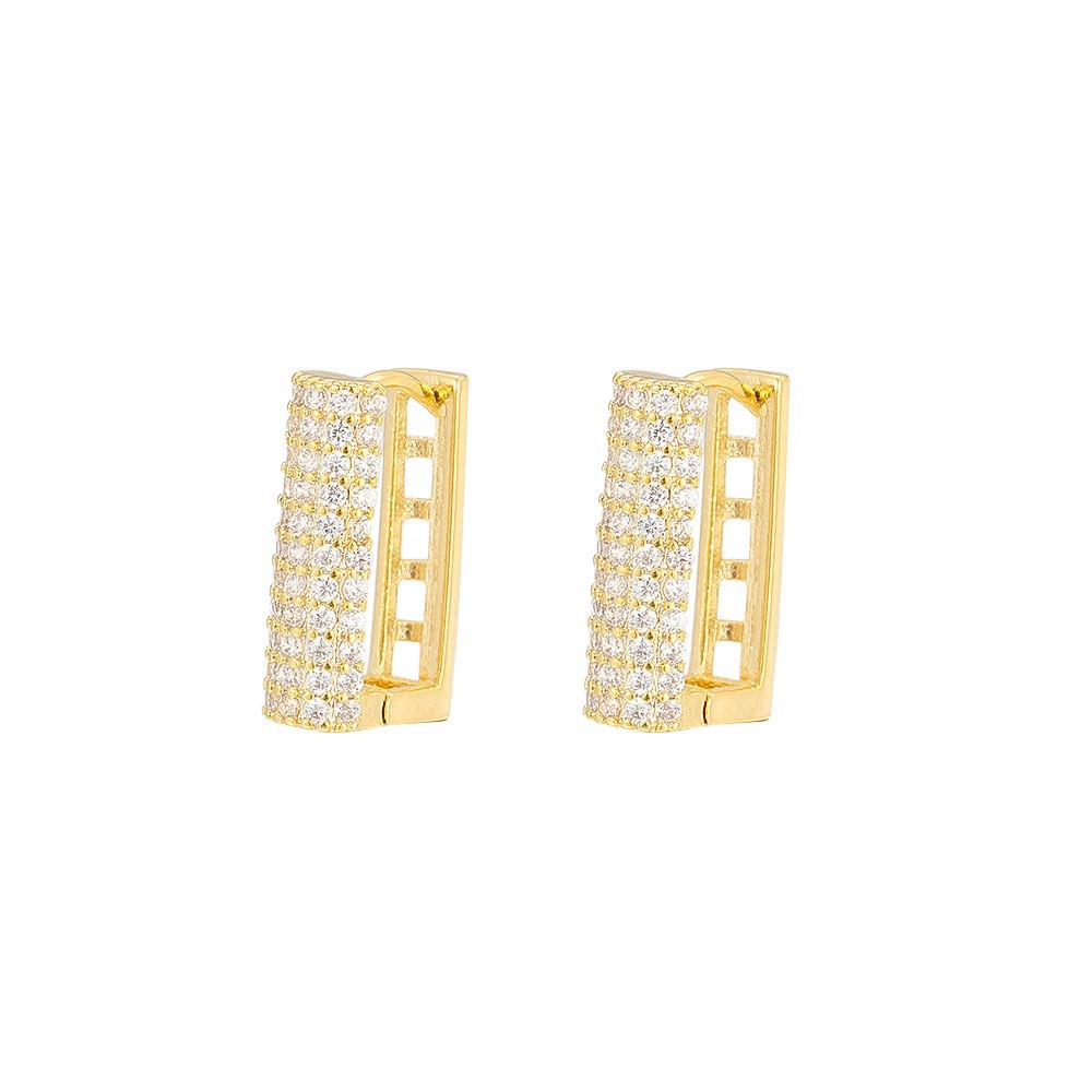 Zircon Geometric Gold Square Earrings Fashion French European American Temperament Ear Jewelry Wholesale - Image 5