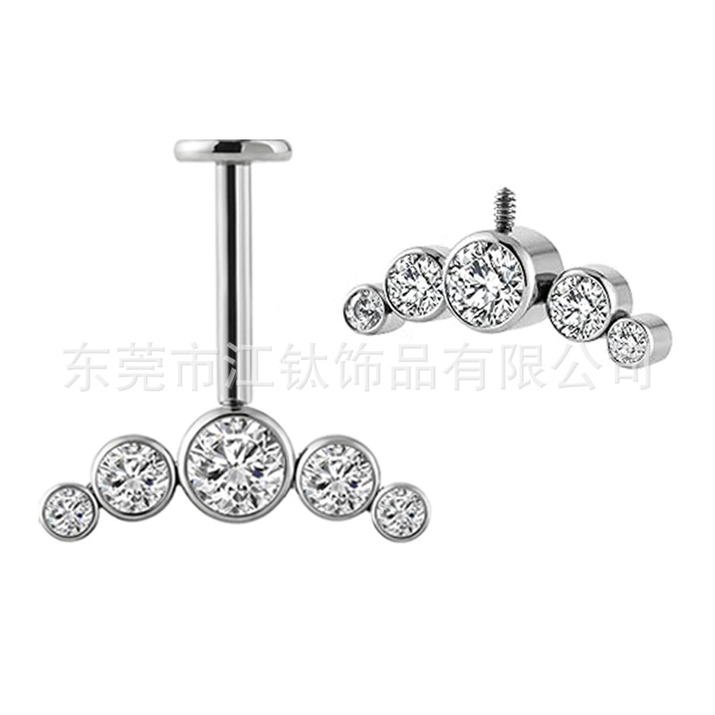 G23 Titanium Curved Cartilage Stud Earring with Blue Zircon - ASTM F136 Piercing Jewelry for Helix Tragus - Image 5