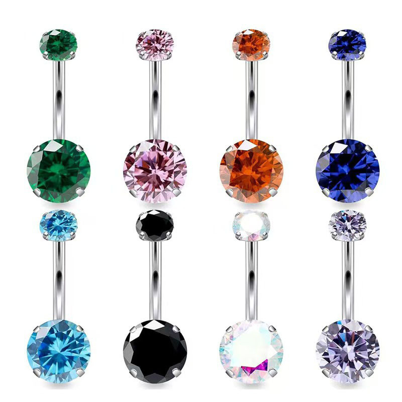 F136 Titanium Alloy Internally Threaded Navel Ring with 5A Zircon Ends - G23 Titanium Heart Rhombus Belly Button Ring - Image 5