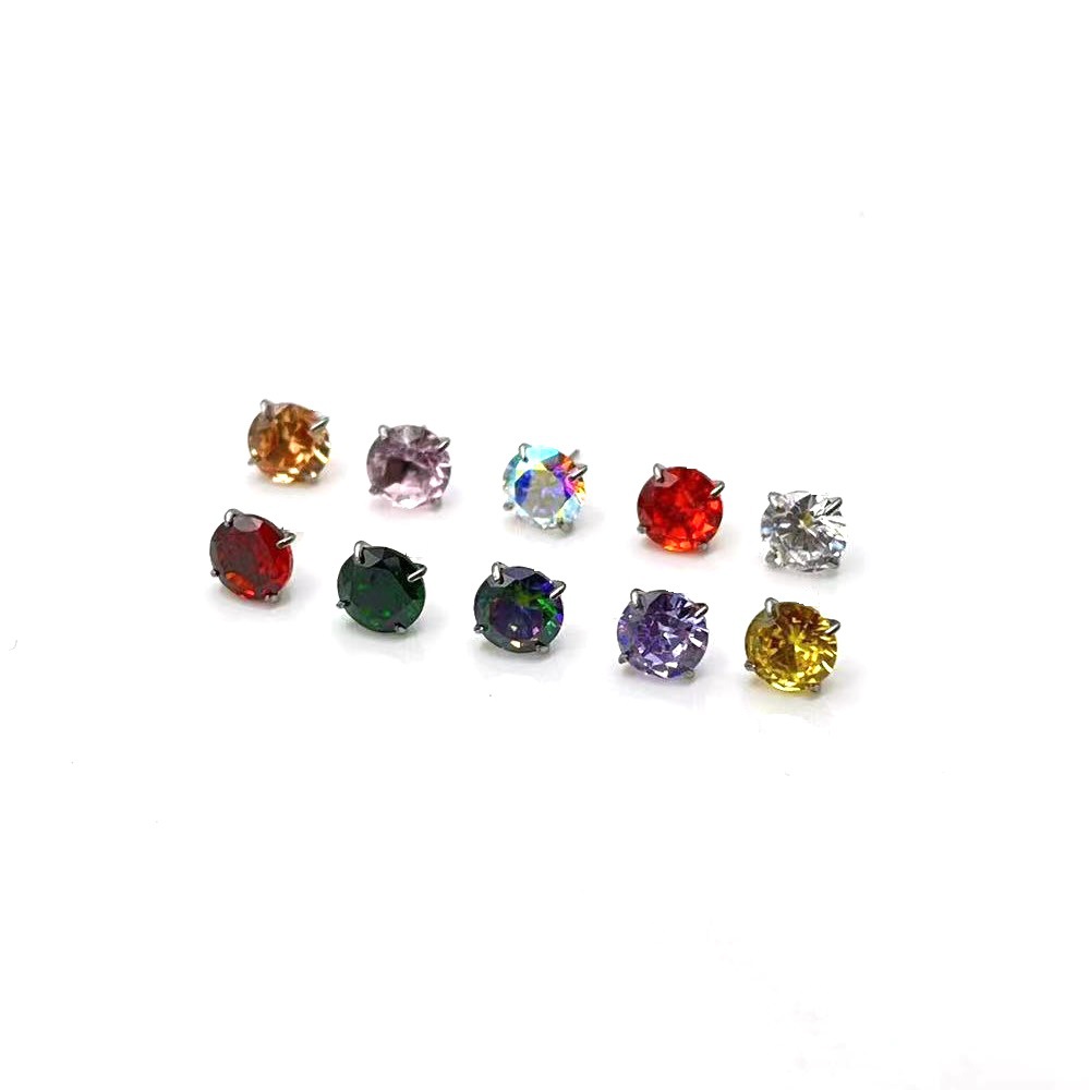 G23 Titanium Internal Thread Ear Cartilage Stud with Zirconium Gemstone - External Thread Lip Piercing Jewelry 5A Zircon - Image 3