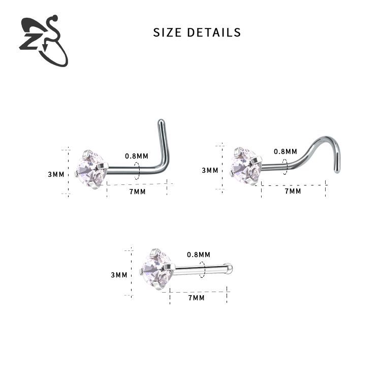 Stainless Steel Zircon Nose Stud Star Heart Shape Nose Piercing Jewelry Wholesale - Image 4