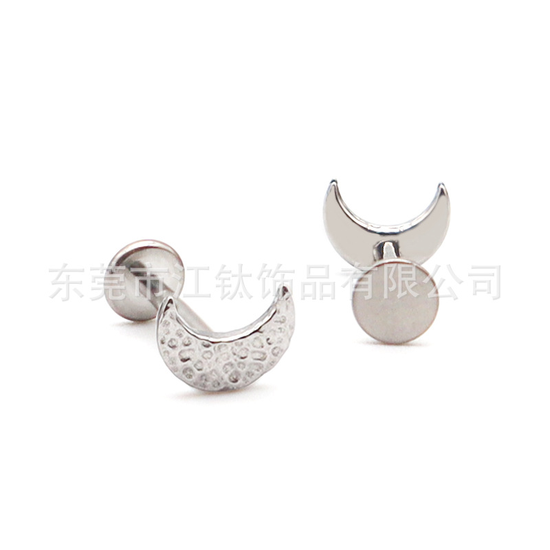 F136 Titanium Stud Earrings Star Moon Lightning Heart Shaped Earrings G23 Titanium Alloy Body Piercing Jewelry Ear Bone Nails - Image 2