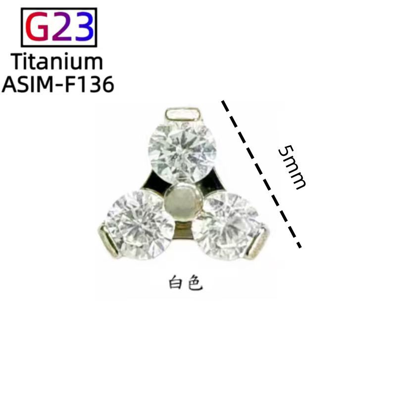 F136 Titanium Alloy Clover Zircon Earrings G23 Titanium New Multi-Color Ear Hole Maintenance Earrings Jewelry Head - Image 4