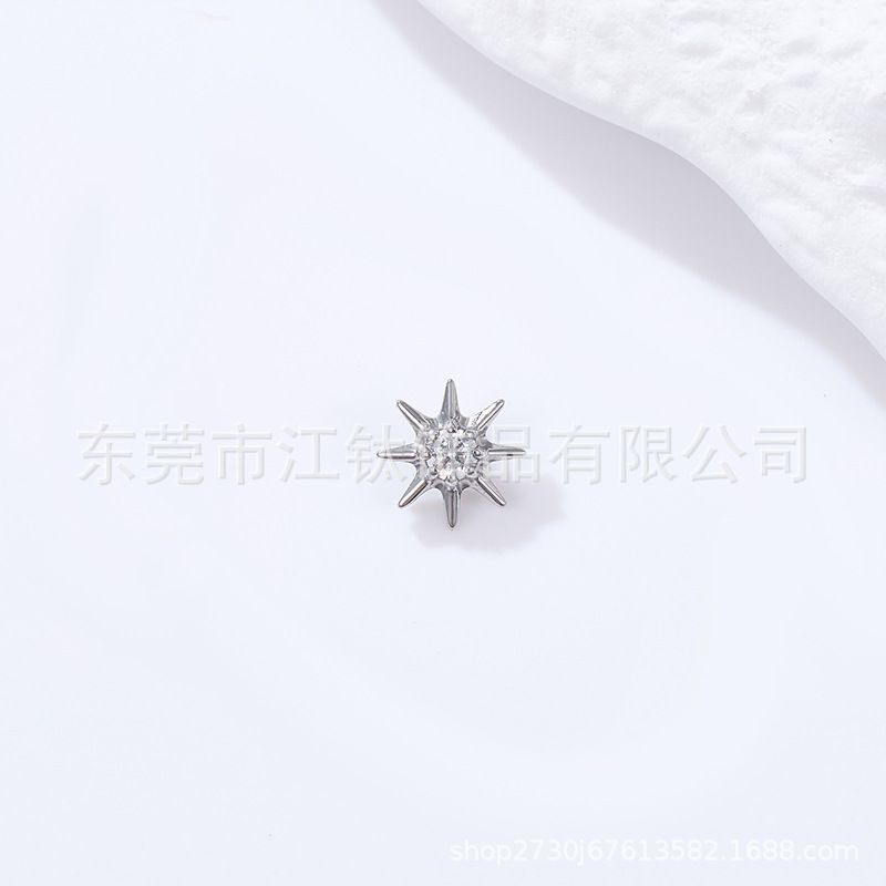F36 Titanium Ear Nail Small Sun Diamond Lip Nail Star G23 Titanium Alloy Piercing Jewelry Ear Bone Nail - Image 3