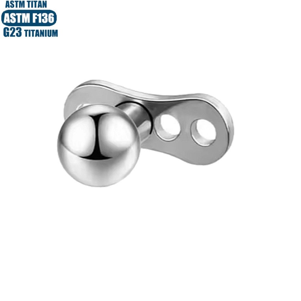 F136 Titanium Internal Thread Subcutaneous Implant Skin Nail with Base Lock - 1.2x0.9mm Silver - Image 2