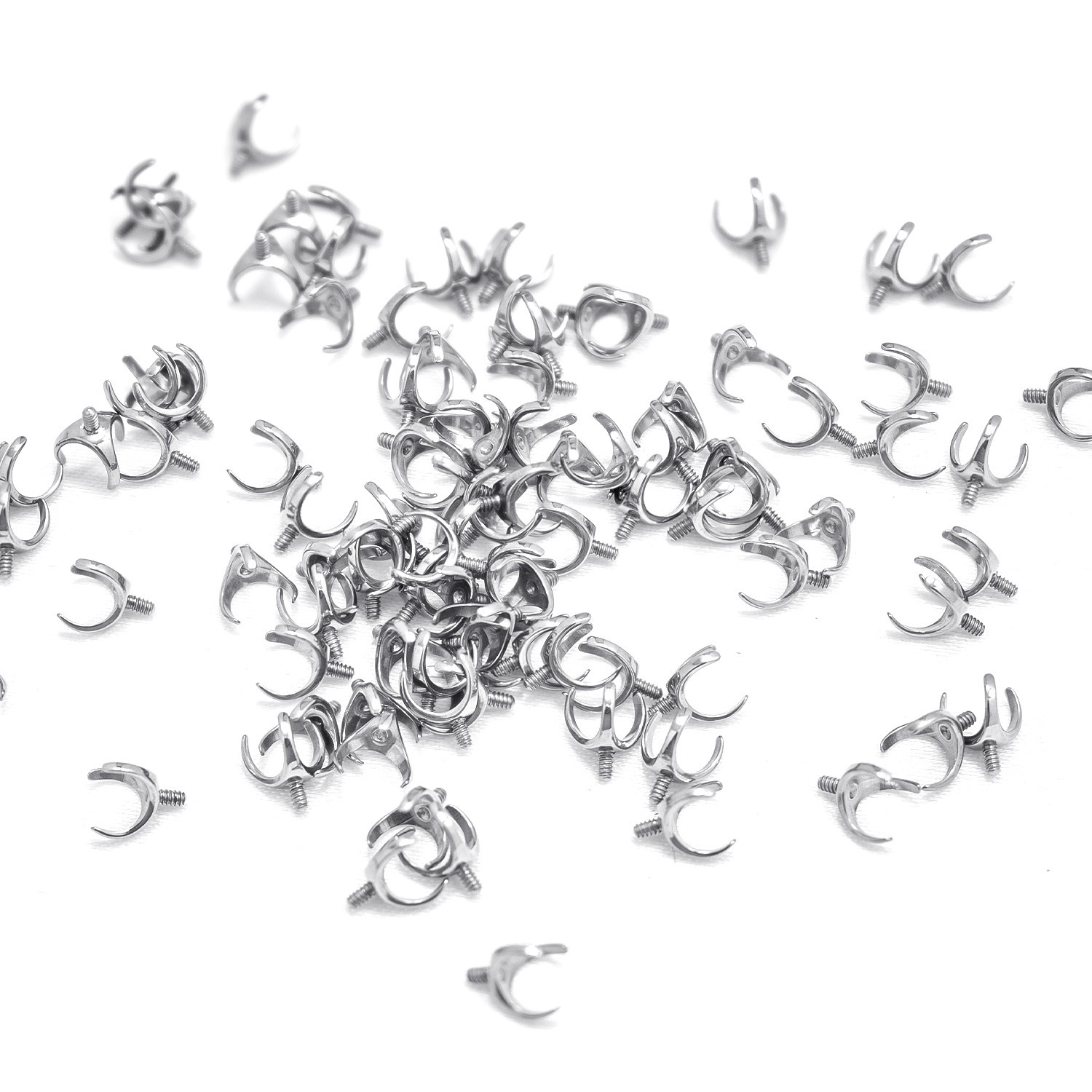 F136 Titanium Three-Claw Opal Empty Holder Lip Nail Ear Bone Nail Body Piercing Jewelry - Image 4