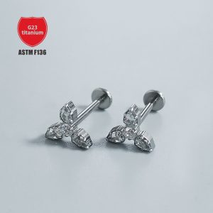 G23 Titanium Alloy Labret Stud with 5A Zircon Lip Piercing Jewelry Cross-Border Best Selling Manufacturer Custom Earrings