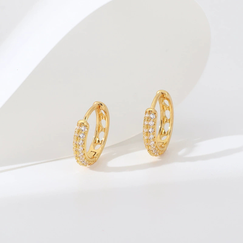 Double Row Micro-set Zircon Ear Cuff Earrings for Women, Geometric Gold Hoop Ear Cuff, Simple Elegant Ear Wrap - Image 4