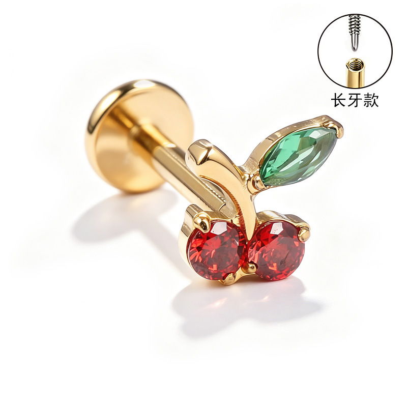 F136 Titanium Alloy Ear Studs, Finely Carved Long Tooth Ear Bone Studs, Zirconia Lip Studs, G23 Titanium Body Piercing Jewelry - Image 4