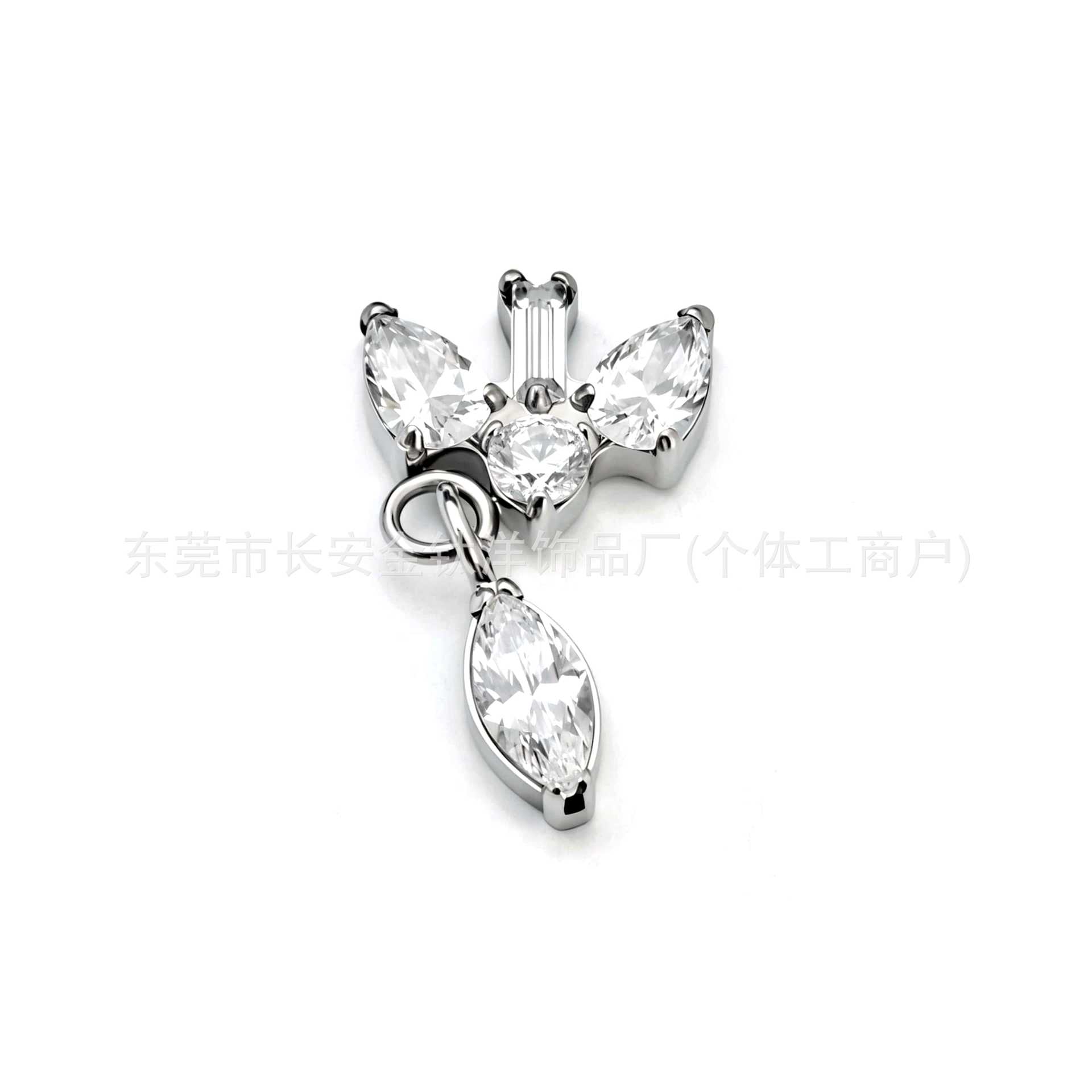 F136 Titanium Irregular Square Zircon Water Drop Pendant Ear Bone Studs - G23 Titanium Alloy Body Piercing Jewelry - Image 3