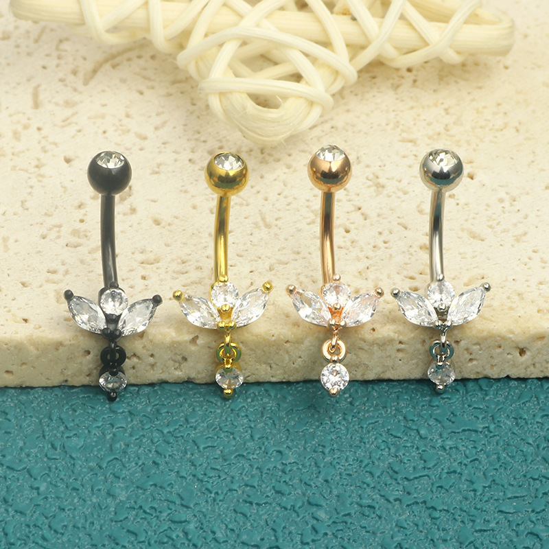 Factory Direct New Hot Sale Crown Zircon Navel Ring Belly Button Piercing Jewelry 4 Colors 316L Surgical Steel - Image 3