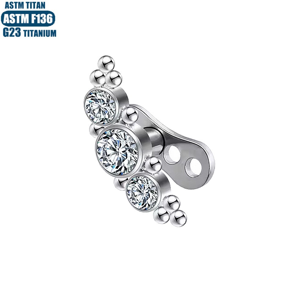 Zircon Titanium Buried Nail with Base G23 Human Body Piercing Jewelry Welding Ball Internal Teeth Skin Graft Bone Nail Lock - Image 2