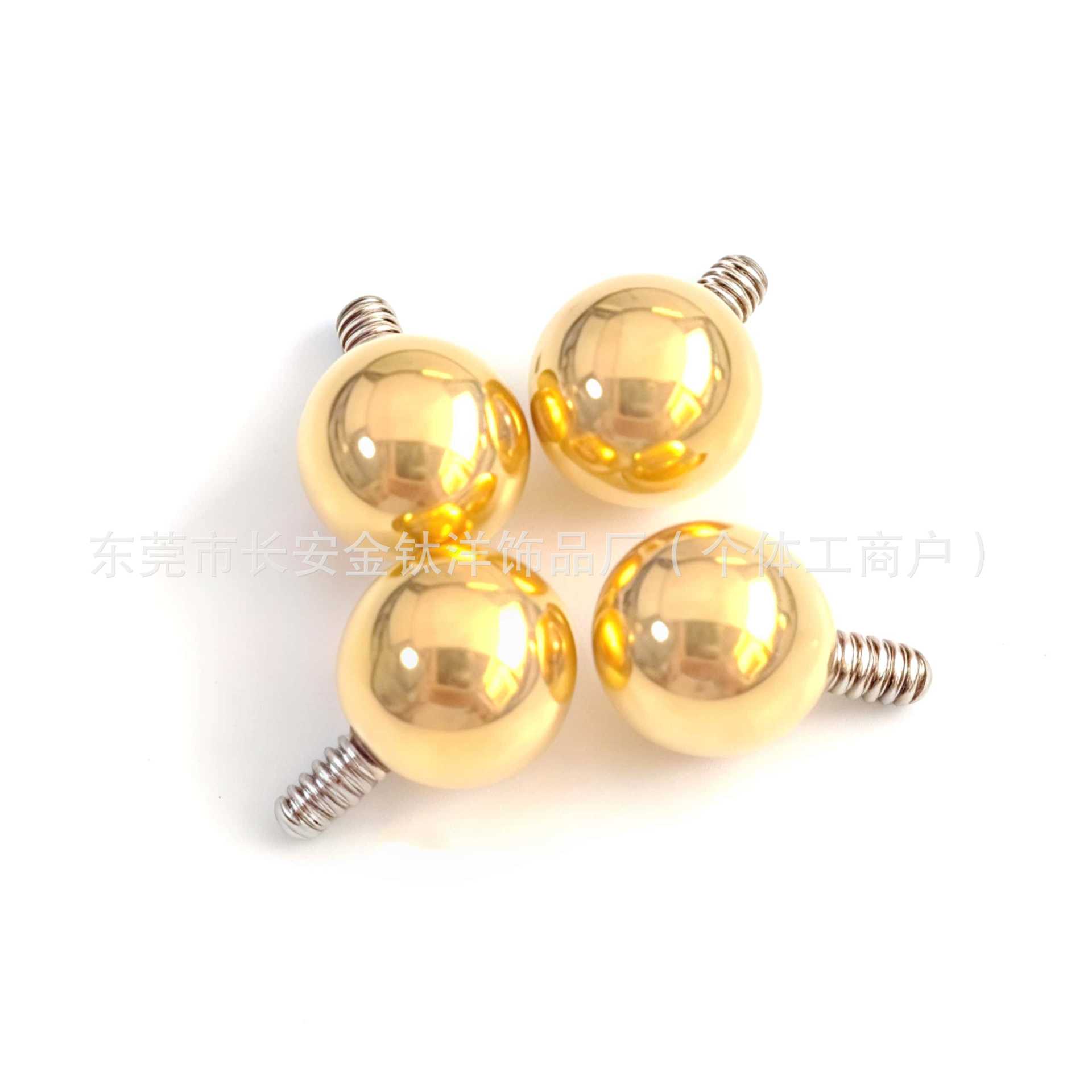 F136 Titanium 18K Gold-Plated Ball Replacement for Internally Threaded Piercing Jewelry - 5mm x 1.2mm Thread - Image 5