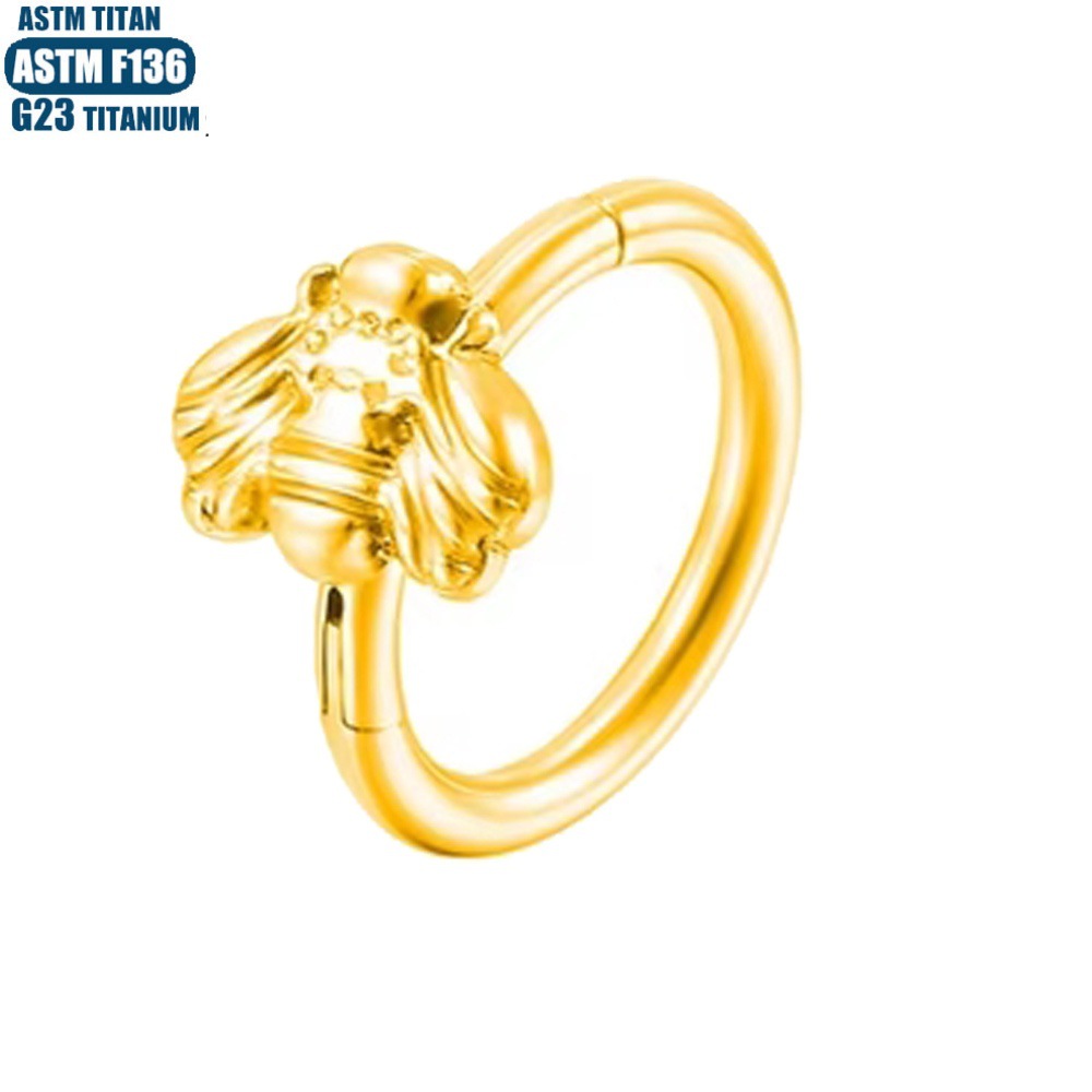 G23 Titanium Seamless Bee Septum Ring Hinged Hoop Septum Nasal Ring Earring Earrings Factory Direct - Image 3