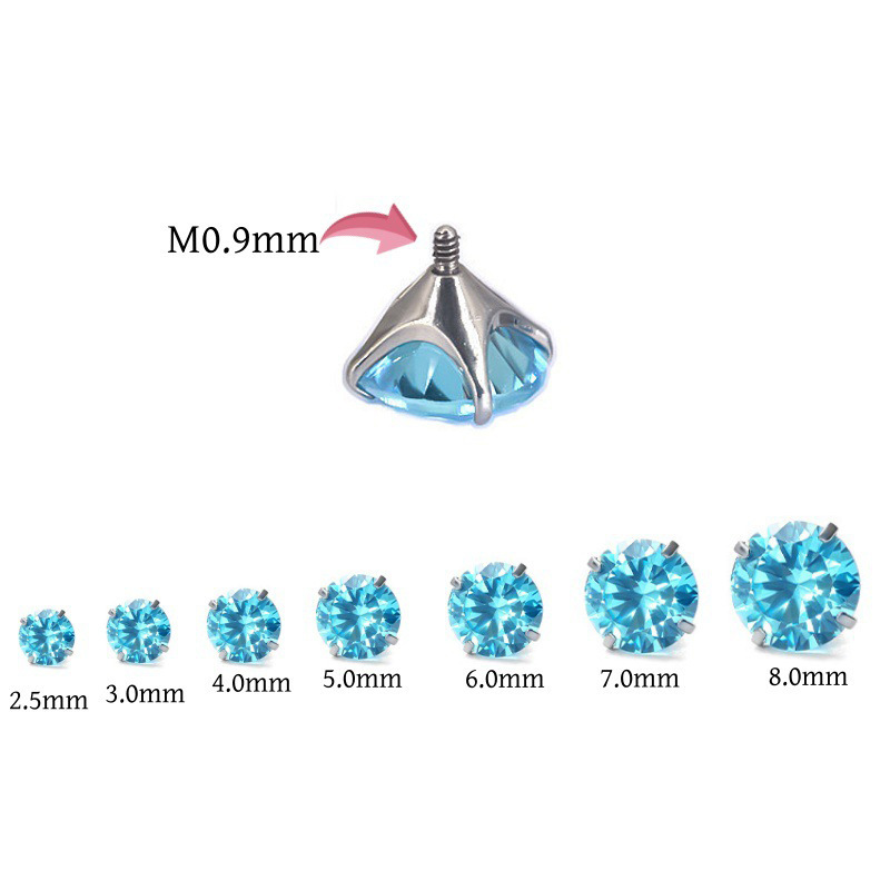 F136 Titanium Ear Studs with Four-Prong Pointed Base and 5A Zircon Replacement Head, G23 Titanium Lip Studs, Tongue Studs, Ear Bone Studs, Nose Studs - Image 4