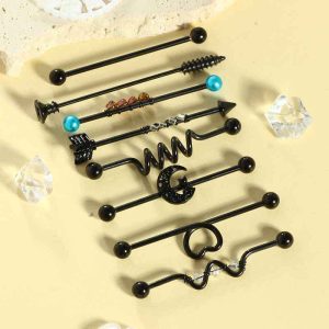 Stainless Steel Extended Rod Ear Bone Nail, Best-Selling Piercing Auricle Nail Welding Ring DIY Punk Piercing Jewelry