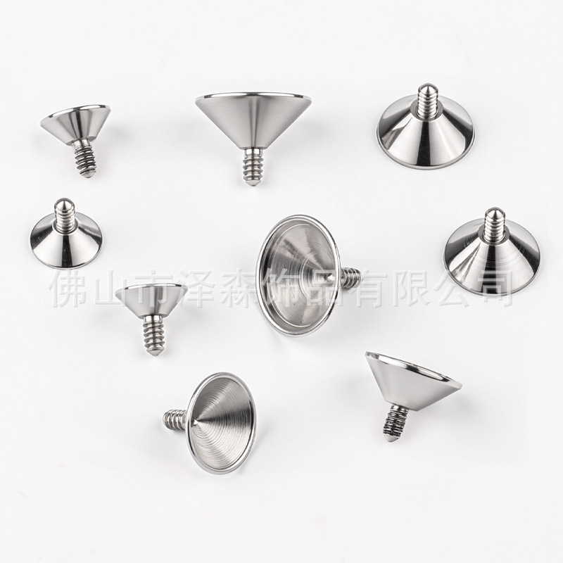 Zesen F136 Titanium Alloy Funnel Holder Drill Cup DIY Jewelry Earrings Accessories Tapered Empty Embryo Lip Nail Tip Bottom Diamond - Image 2