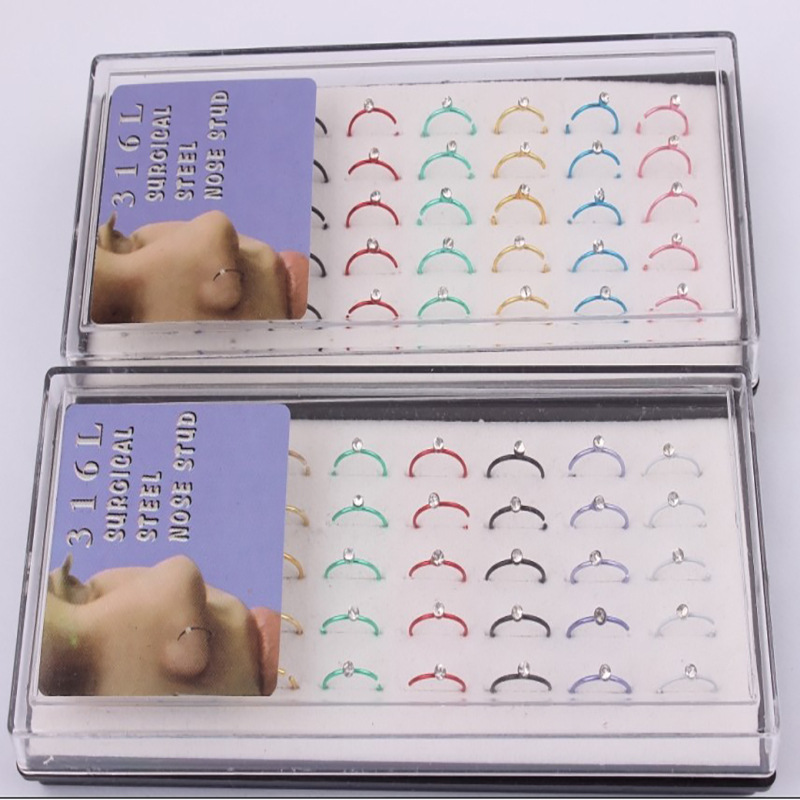 Rhinestone Nose Stud Korean Style Fashion Piercing Jewelry Invisible Small Earrings Color Nose Stud 40/Box - Image 2