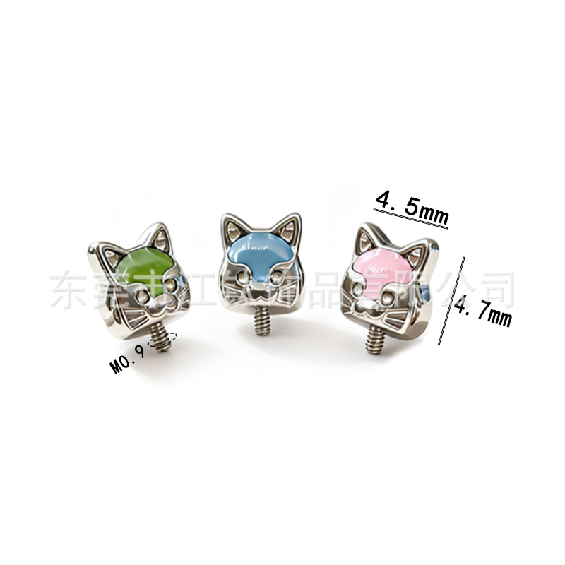 Jiangtai F136 Titanium Alloy Cat Face Oil Drip Cross-Border G23 Titanium Alloy Body Piercing Jewelry Earrings Cartilage Stud - Image 2