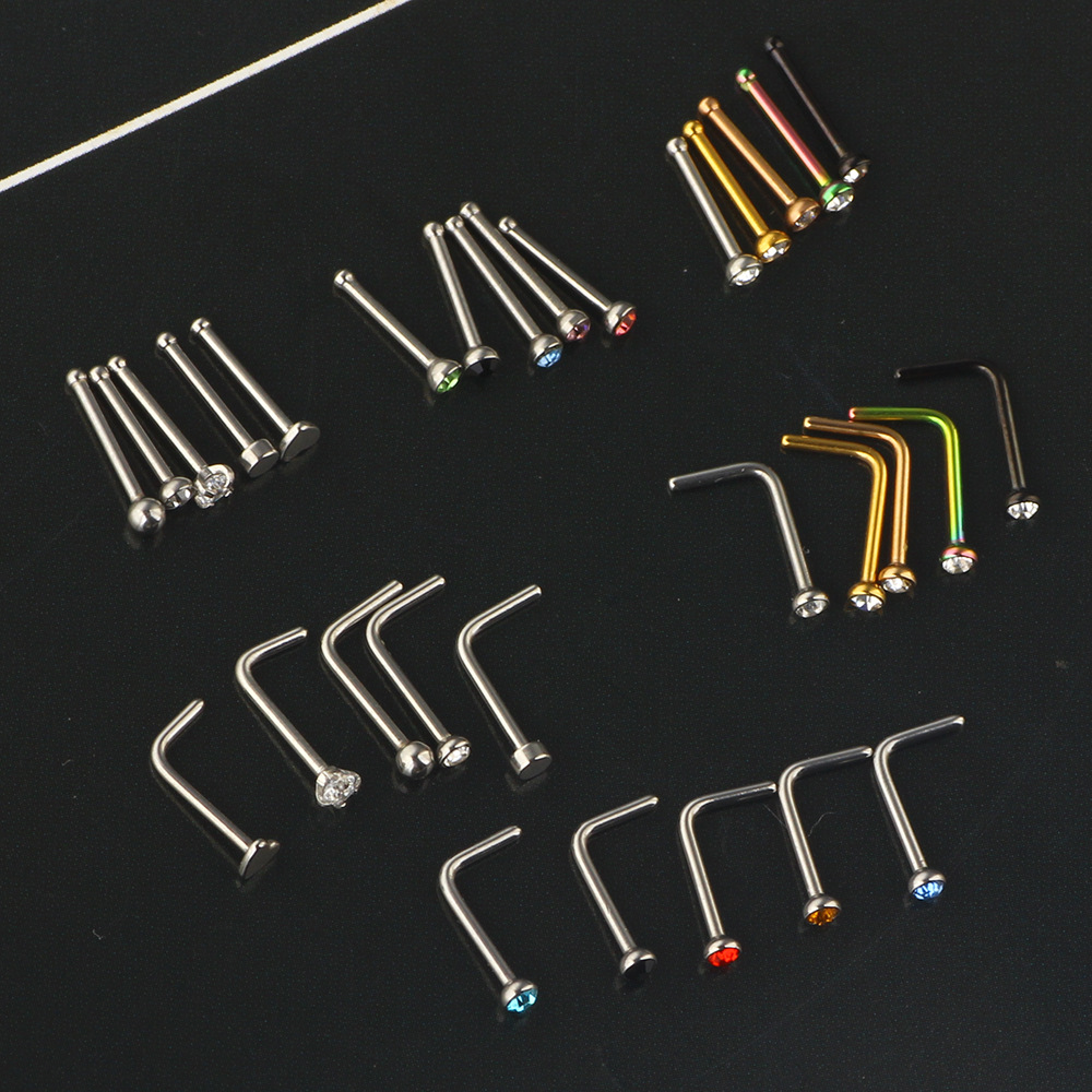 Stainless Steel Nose Stud Set - Geometric Nose Ring Nail for Women - Body Piercing Jewelry Set - Nose Stud Kit for Nostril - Image 3