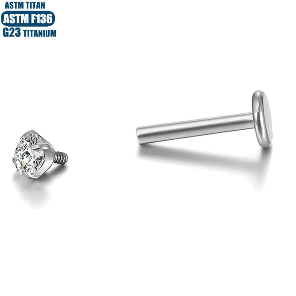 Gold F136 Titanium Lip Ring with Diamond Thread Inner Tooth Ear Screen Piercing Small Earrings Body Piercing Jewelry Lip Nail Earrings - Image 3