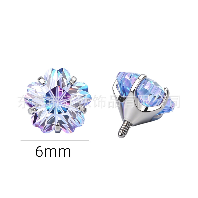 G23 Titanium Alloy Cherry Blossom Zircon Ear Bone Studs - Cartilage Earring for Helix Tragus - Image 5