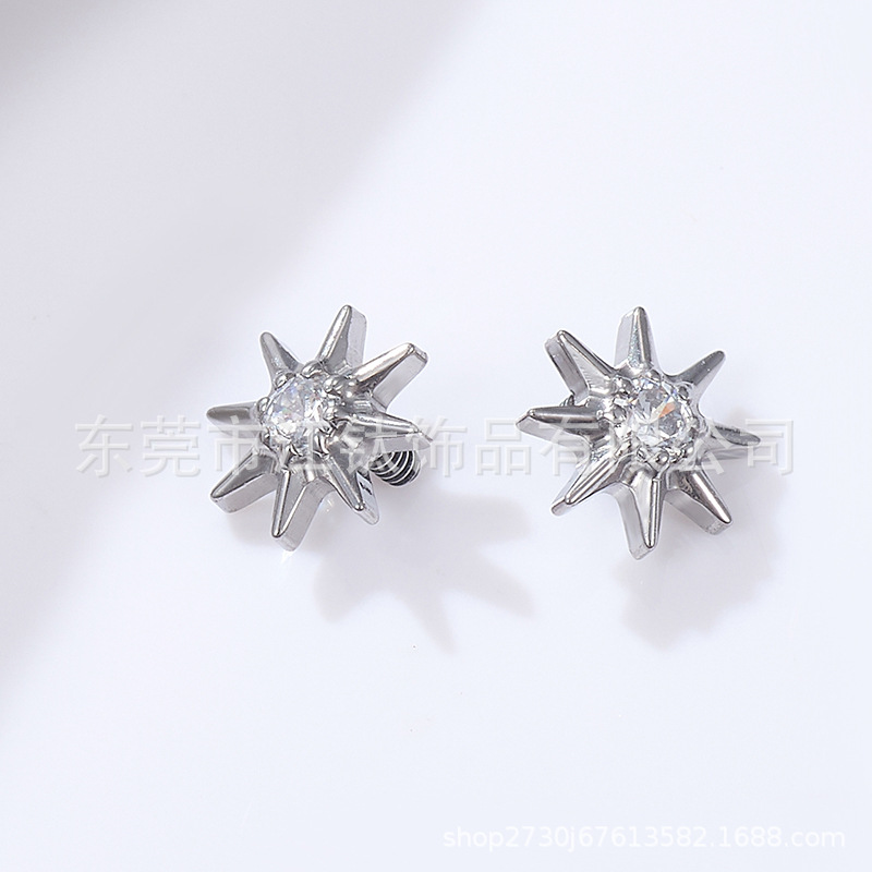 F36 Titanium Ear Nail Small Sun Diamond Lip Nail Star G23 Titanium Alloy Piercing Jewelry Ear Bone Nail - Image 2