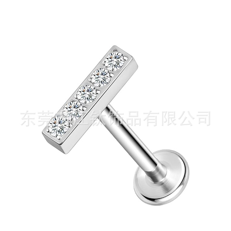 G23 Titanium Ear Nail with 5A Zircon - Square Gold Threaded Ear Cartilage Stud - Image 5