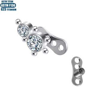 Factory Direct F136 Titanium Inlaid Zircon Nail with Base Solder Ball Internal Thread Piercing Jewelry Skin Grafting Bone Nail
