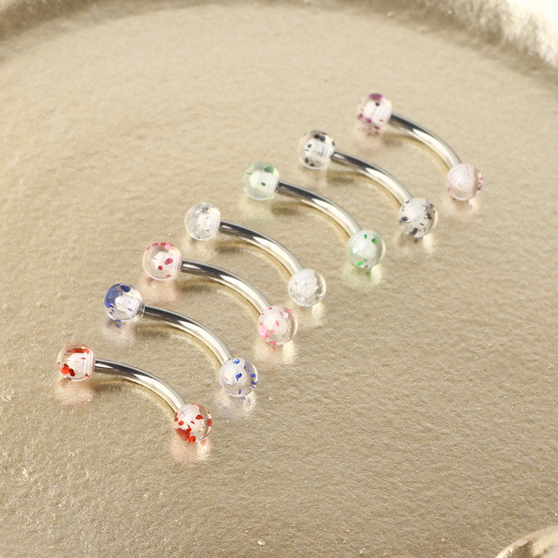 Stainless Steel Eyebrow Nose Lip Ring Acrylic Ball Piercing Jewelry Set Geometric Silver 2021 - Image 4