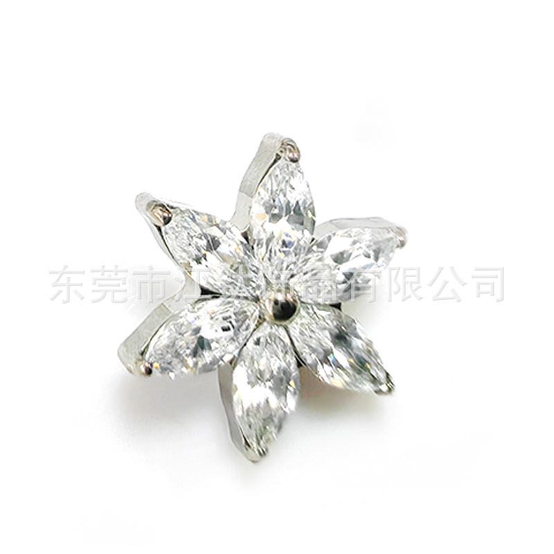 Gold & White Zircon Petal Ear Bone Nail G23 Titanium Alloy Body Piercing Jewelry - Image 4