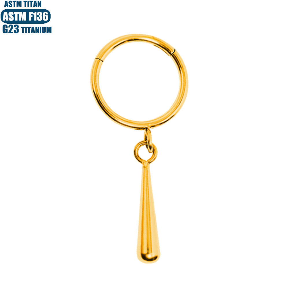 F136 Titanium Alloy Seamless Open Ring Earring Water Drop Shape Ear Piercing Jewelry - Image 2
