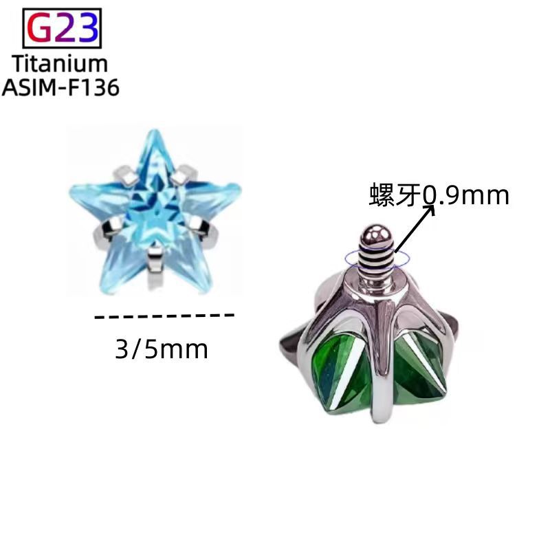 G23 Titanium Star Zircon Ear Cartilage Stud Lip Nail Piercing Jewelry Fashion Ear Accessories - Image 4