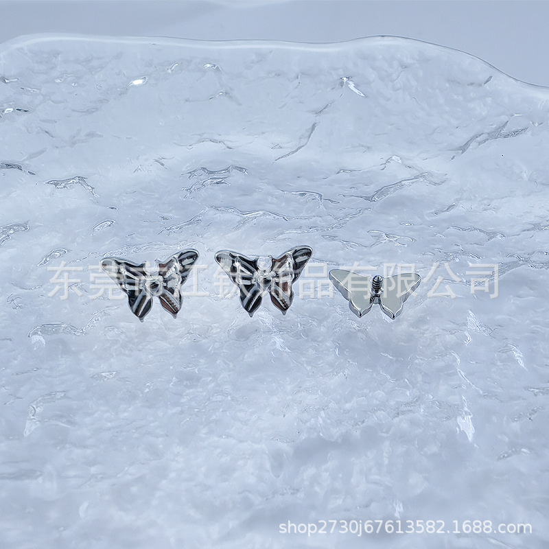 G23 Titanium Ear Cartilage Stud Butterfly Design ASTM F136 Piercing Jewelry Gold - Image 3