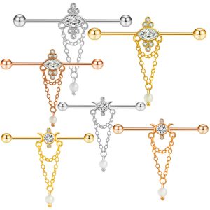 Cross-border Stainless Steel Straight Bar Barbell Earring Zircon Piercing Earring Double Ear Hole Ear Bone Nail Long Ear Nail In Stock Wholesale
