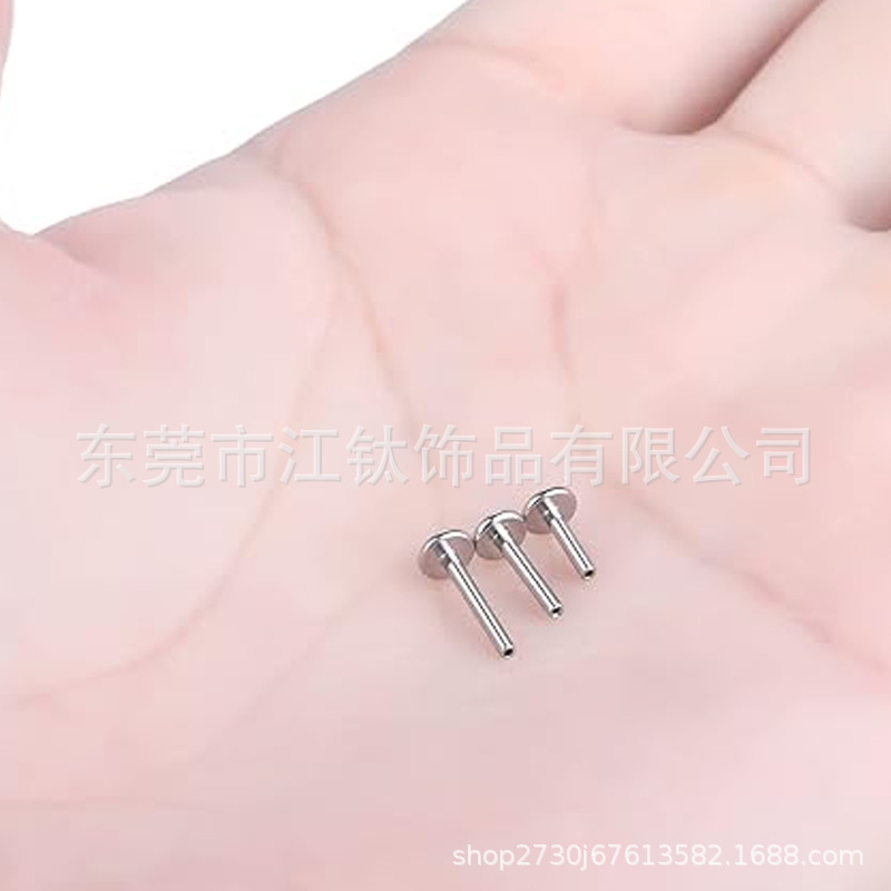 G23 Titanium Flat Bottom Labret Stud Internal Thread Ear Cartilage Piercing Jewelry - Image 4
