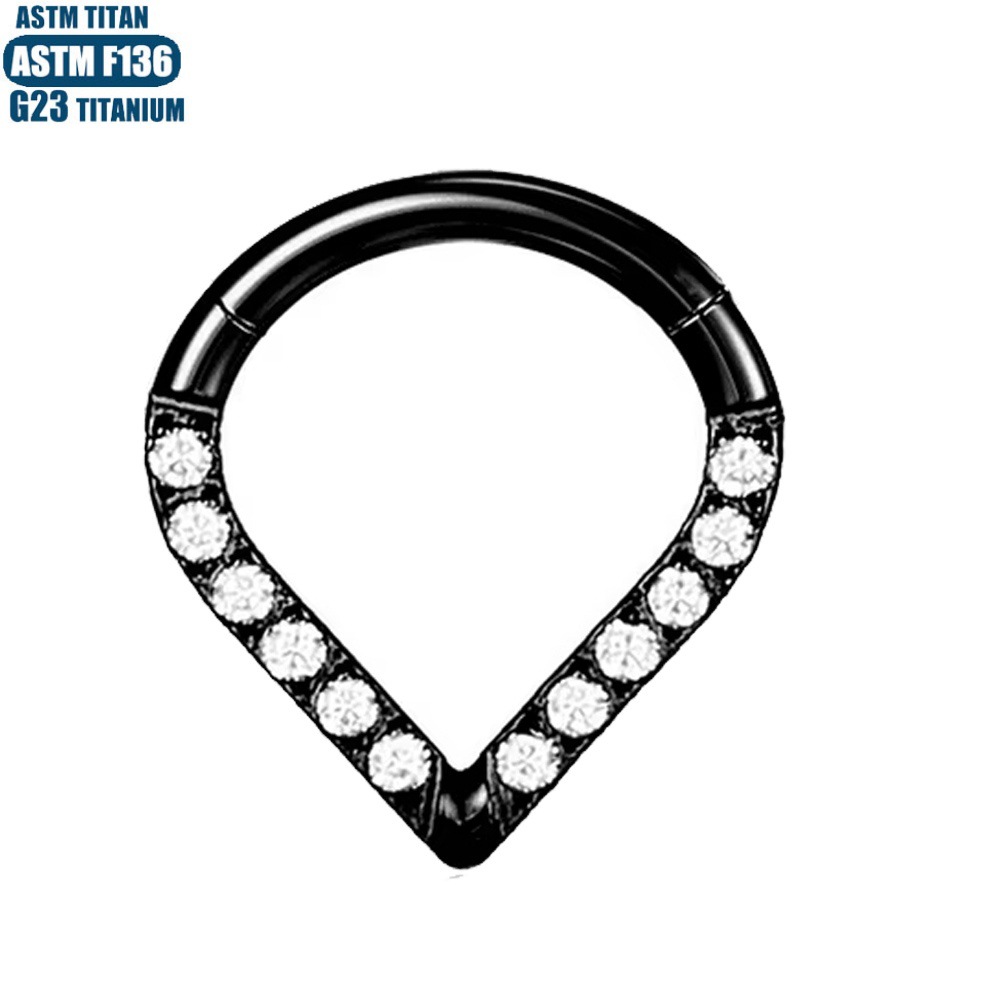 Hot Sale G23 Titanium Nose Ring with Zircon Water Drop Earring Closed Ring Septum Ring Ear Bone Ring - Image 4