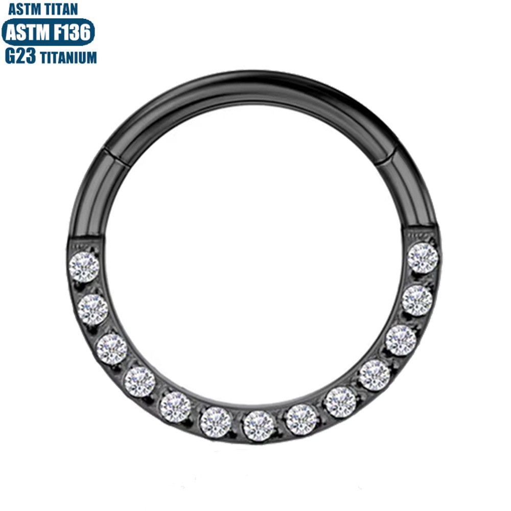 G23 Titanium Alloy Nose Ring with Front Zirconia, Open Ring Hinge Piercing Jewelry, Ear Bone Ring - Image 4