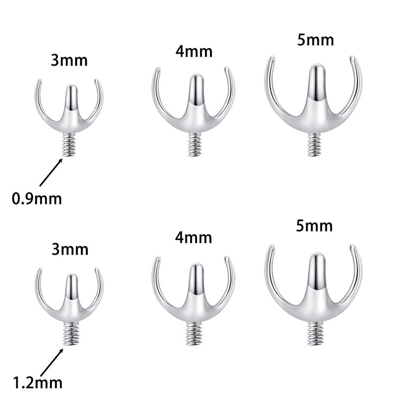 F136 Titanium Three-Claw Opal Empty Holder Lip Nail Ear Bone Nail Body Piercing Jewelry - Image 2