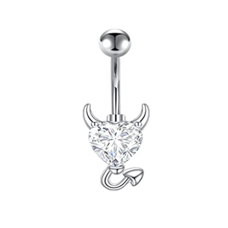 Heart Shape CZ Navel Ring Stainless Steel Belly Button Piercing Jewelry for Women - Image 5