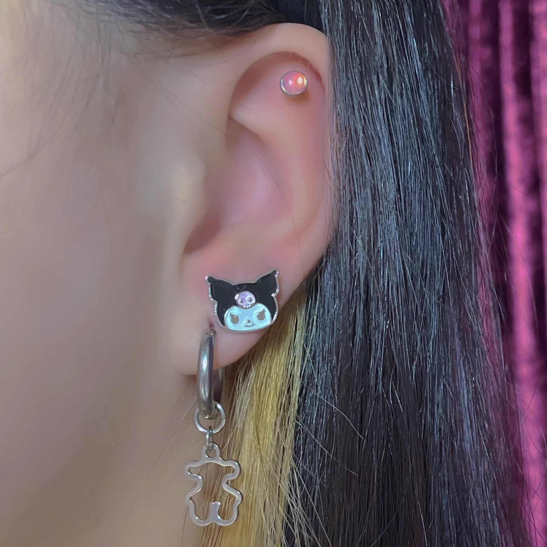 Titanium Steel Sanrio Kuromi Melody Cartoon Earring Hot Girl Wholesale - Image 2