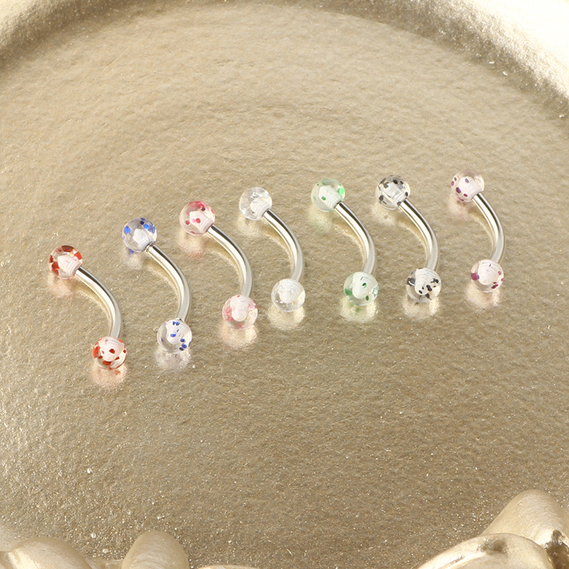 Stainless Steel Eyebrow Nose Lip Ring Acrylic Ball Piercing Jewelry Set Geometric Silver 2021 - Image 5