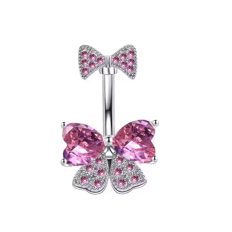 Yama Hot Selling Gold Bow Belly Button Ring Copper Inlaid Gem Belly Piercing Jewelry Wholesale - Image 2
