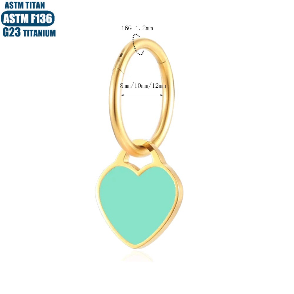 F136 Titanium Alloy Heart-shaped Pendant Earrings Seamless Opening Ring Tragus Cartilage Hoop for Women - Image 4