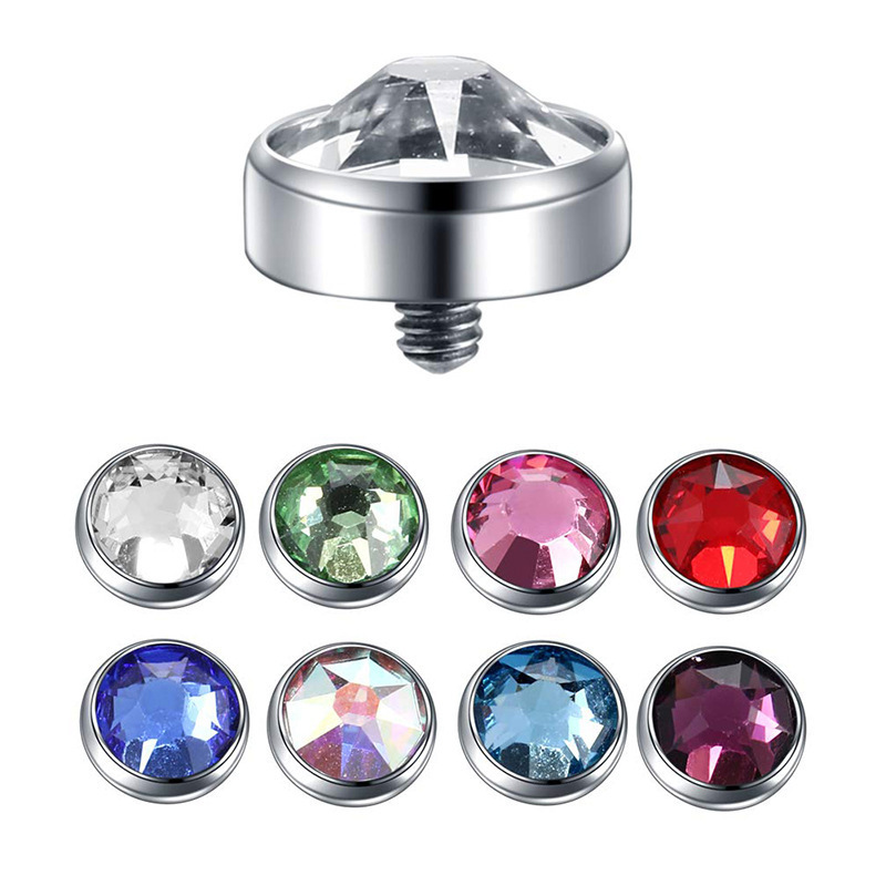 G23 Titanium Internally Threaded Buried Nail with Imported Czech Diamond Implant Base Piercing Jewelry - Image 3