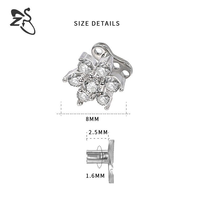 316L Stainless Steel Nail Flower Puncture Jewelry - European American Exaggerated Multi-Diamond Flower Nail Body Jewelry Wholesale - Image 5