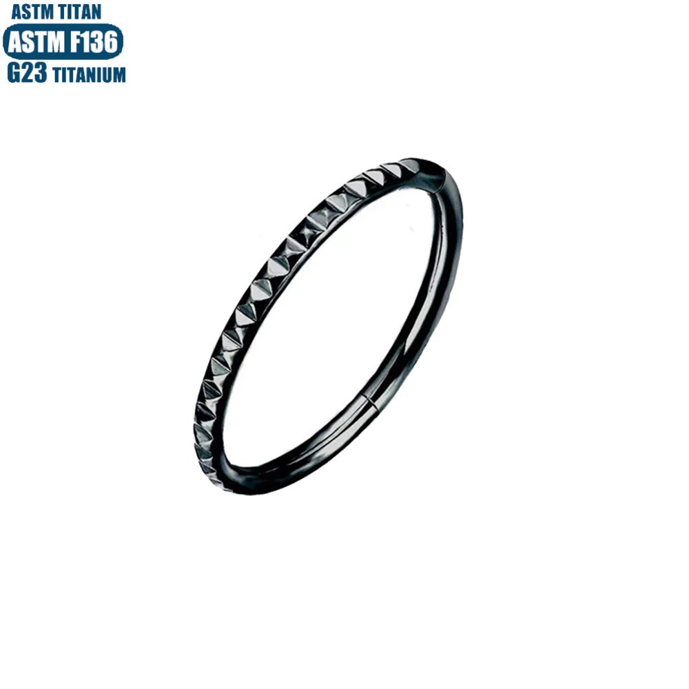 F136 Titanium Hinge Nose Ring Side Pyramid CNC Carved Conch Pierced Earrings Seamless Ring Closed Ring Jewelry - Image 3