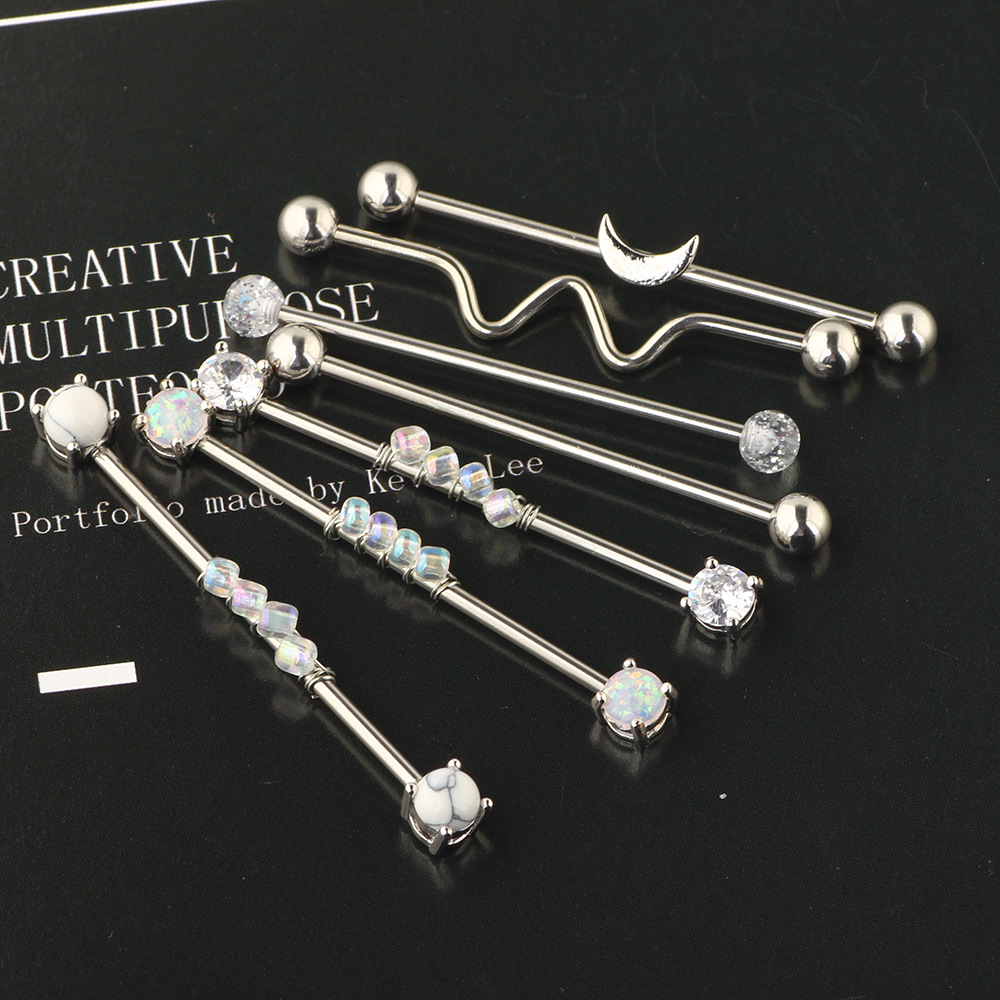 316L Surgical Steel Industrial Bridge Barbell Body Piercing Jewelry - Image 5