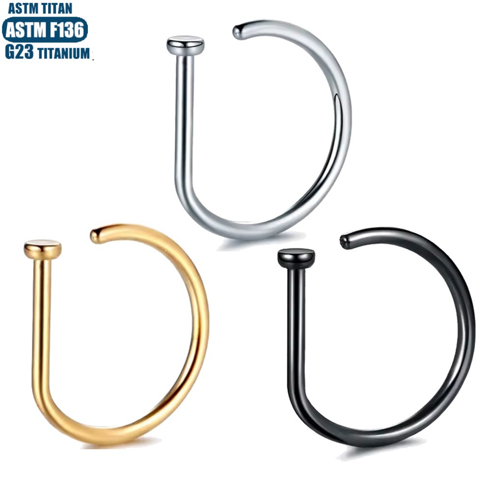 F136 Titanium D-Shaped Nose Ring Fake Nose Hoop No Piercing Required Hip Hop Men Women Body Jewelry - Image 2